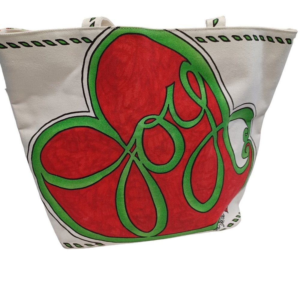 Brighton‎ Tote Bag Holiday Love & Joy Canvas Carryall Red Cardinal Holly